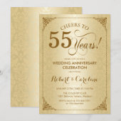 Invitation 55e anniversaire de mariage - Damassé d'or (Devant / Derrière)