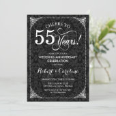 Invitation 55e anniversaire de mariage - Damassé noir et blan (Debout devant)