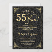 Invitation 55e anniversaire de mariage - Damassé noir or (Devant)