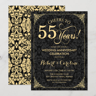 Invitation 55e anniversaire de mariage - Damassé noir or