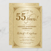 Invitation 55e anniversaire de mariage - Damassé or (Devant / Derrière)