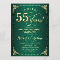 55e anniversaire de mariage - Damassé vert or