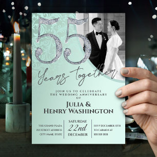 Invitation 55e anniversaire de mariage élégant vert diamant