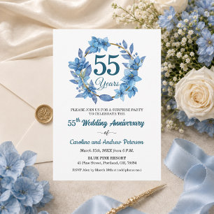 Invitation 55e Anniversaire de Mariage Fleur Bleue Surprise