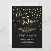 Invitation 55e anniversaire de mariage - Noir et o (Devant)