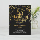 Invitation 55e anniversaire de mariage - Noir & Or (Debout devant)