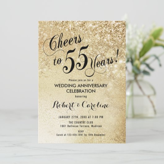 Invitation 55e anniversaire de mariage or (Debout devant)