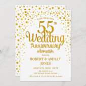 Invitation 55e anniversaire de mariage - Or & Blanc (Devant / Derrière)