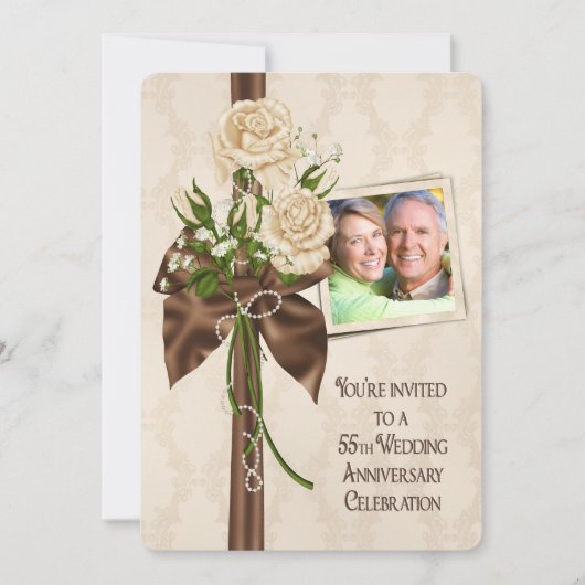 Invitation 55e anniversaire de Mariage Rose (Devant)