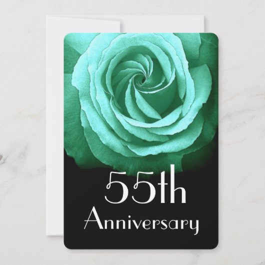 Invitation 55e anniversaire de mariage Rose verte émeraude A0 (Devant)