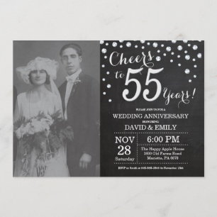 Invitation 55e Anniversaire de Mariage Tableau Noir Argent