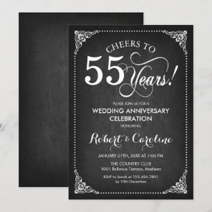Invitation 55e anniversaire de mariage - Tableau noir blanc