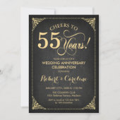 Invitation 55e anniversaire de mariage - Tableau noir doré (Devant)