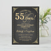 Invitation 55e anniversaire de mariage - Tableau noir doré (Debout devant)