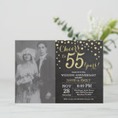 Invitation 55e anniversaire de mariage tableau noir et or (Debout devant)