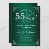 Invitation 55e anniversaire de mariage - Vert damas argenté (Devant / Derrière)