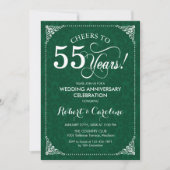 Invitation 55e anniversaire de mariage Vert émeraude Damask (Devant)
