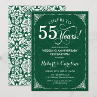 55e Anniversaire de Mariage Vert Émeraude Damassé