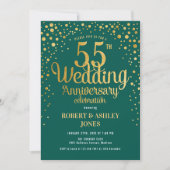 Invitation 55e anniversaire de mariage - Vert & Or (Devant)
