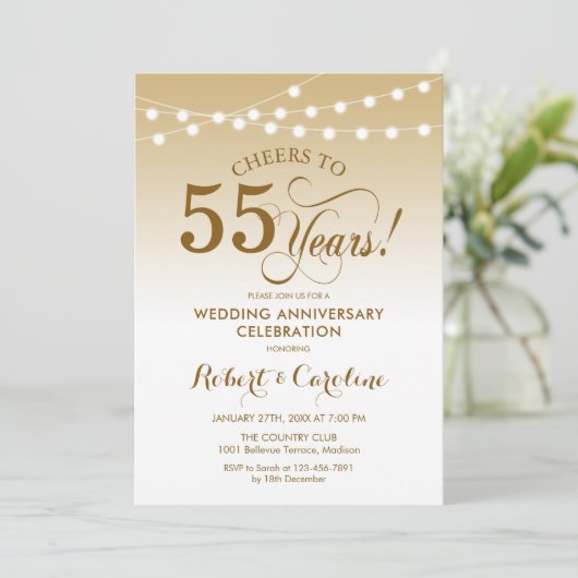 Invitation 55e anniversaire du Mariage - Blanc or (Debout devant)