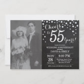 Invitation 55e anniversaire du Mariage Chalkboard Black Silve (Devant)