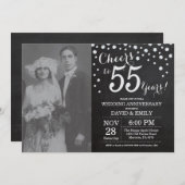 Invitation 55e anniversaire du Mariage Chalkboard Black Silve (Devant / Derrière)
