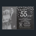 Invitation 55e anniversaire du Mariage Chalkboard Black Silve<br><div class="desc">55ème anniversaire de Mariage avec photo personnalisée. Chalkboard Invitation Noir et Argent. Cinquante-cinq ans de Mariage. Chalkboard Black et Silver Parties scintillant Arrière - plan diamant. Confetti en argent. Anniversaire adulte. Fête d'anniversaire d'une femme ou d'un homme. Pour plus de personnalisation, cliquez sur le bouton "Customiser" et utilisez notre outil...</div>