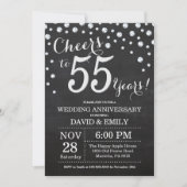 Invitation 55e anniversaire du Mariage Chalkboard Black Silve (Devant)