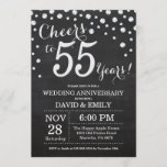 Invitation 55e anniversaire du Mariage Chalkboard Black Silve<br><div class="desc">55e anniversaire Mariage Chalkboard Black and Silver Invitation. Cinquante-cinq ans de Mariage. Chalkboard Black et Silver Parties scintillant Arrière - plan diamant. Confetti en argent. Anniversaire adulte. Fête d'anniversaire d'une femme ou d'un homme. Pour plus de personnalisation, cliquez sur le bouton "Customiser" et utilisez notre outil de conception pour modifier...</div>