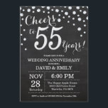 Invitation 55e anniversaire du Mariage Chalkboard Black Silve<br><div class="desc">55e anniversaire Mariage Chalkboard Black and Silver Invitation. Cinquante-cinq ans de Mariage. Chalkboard Black et Silver Parties scintillant Arrière - plan diamant. Confetti en argent. Anniversaire adulte. Fête d'anniversaire d'une femme ou d'un homme. Pour plus de personnalisation, cliquez sur le bouton "Customiser" et utilisez notre outil de conception pour modifier...</div>