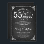 Invitation 55e anniversaire du Mariage - Chalkboard White<br><div class="desc">Invitation du 55e anniversaire du Mariage. Elégant design rétro vintage avec motif de tableau noir et police de script blanc. Bonjour à 55 ans ! Peut être personnalisé dans n'importe quelle année de mariage! Message-moi si vous avez besoin d'une personnalisation plus poussée.</div>