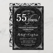 Invitation 55e anniversaire du Mariage - Damas noir blanc (Devant / Derrière)