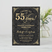 Invitation 55e anniversaire du Mariage - Damas Noir Or (Debout devant)