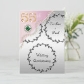 Invitation 55e anniversaire du Mariage Embossed Silver Rose G (Debout devant)