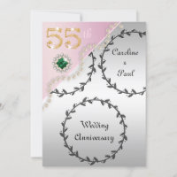 55e anniversaire du Mariage Embossed Silver Rose G