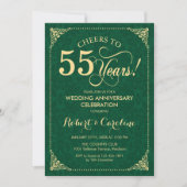 Invitation 55e anniversaire du Mariage Emerald Green Gold Dam (Devant)