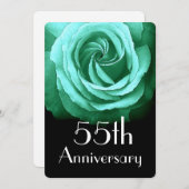 Invitation 55e anniversaire du Mariage Emerald Green Rose A02 (Devant / Derrière)
