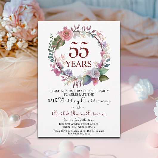 Invitation 55e anniversaire du Mariage surprise Emerald Flora