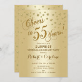 Invitation 55e anniversaire du Mariage surprise - Or (Devant / Derrière)
