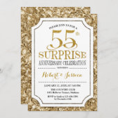 Invitation 55e anniversaire du Mariage surprise - Or blanc (Devant / Derrière)
