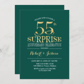 Invitation 55e anniversaire du Mariage surprise - Or vert (Devant / Derrière)