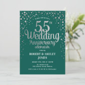 Invitation 55e anniversaire du Mariage - Vert & Argent (Debout devant)