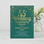 Invitation 55e anniversaire du Mariage - Vert & Or (Debout devant)