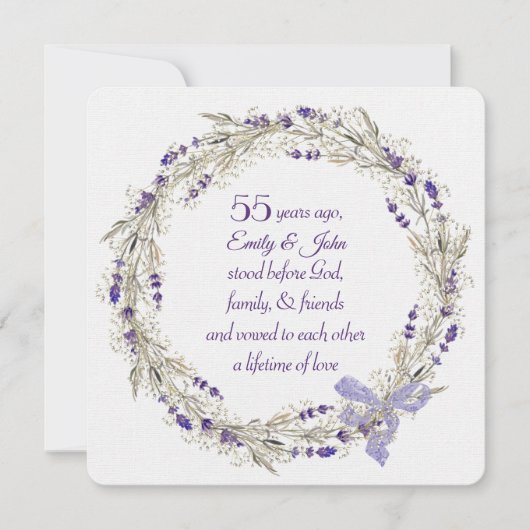 Invitation 55e anniversaire du Parti Lavender Wreath (Devant)