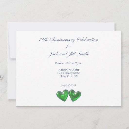 Invitation 55e anniversaire Emerald Hearts (Dos)