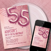 Invitation 55e anniversaire femme Rose or