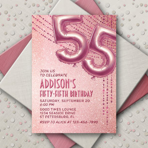 Invitation 55e anniversaire femme Rose or