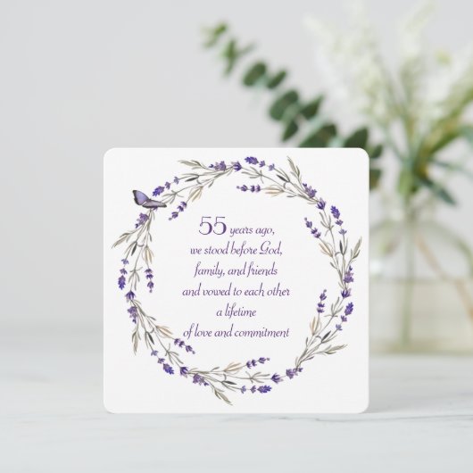 Invitation 55e anniversaire Lavender Wreath (Debout devant)