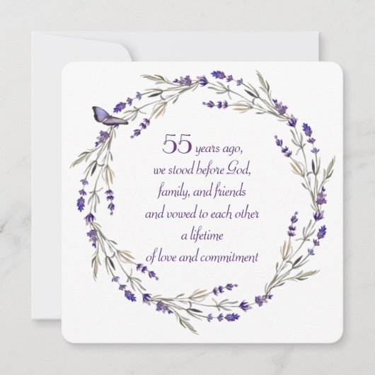 Invitation 55e anniversaire Lavender Wreath (Devant)