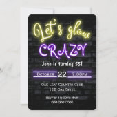 Invitation 55e anniversaire Neon Llow Sign on Brick Wall (Devant)